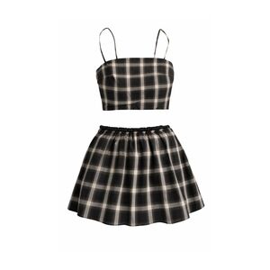 Plaid Black and White Women's Skirt